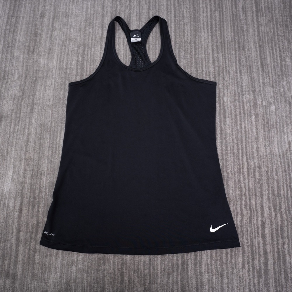 Nike Dri-FIT Tank Top Womens XL Black Excellent Mesh Back Racerback Activewear